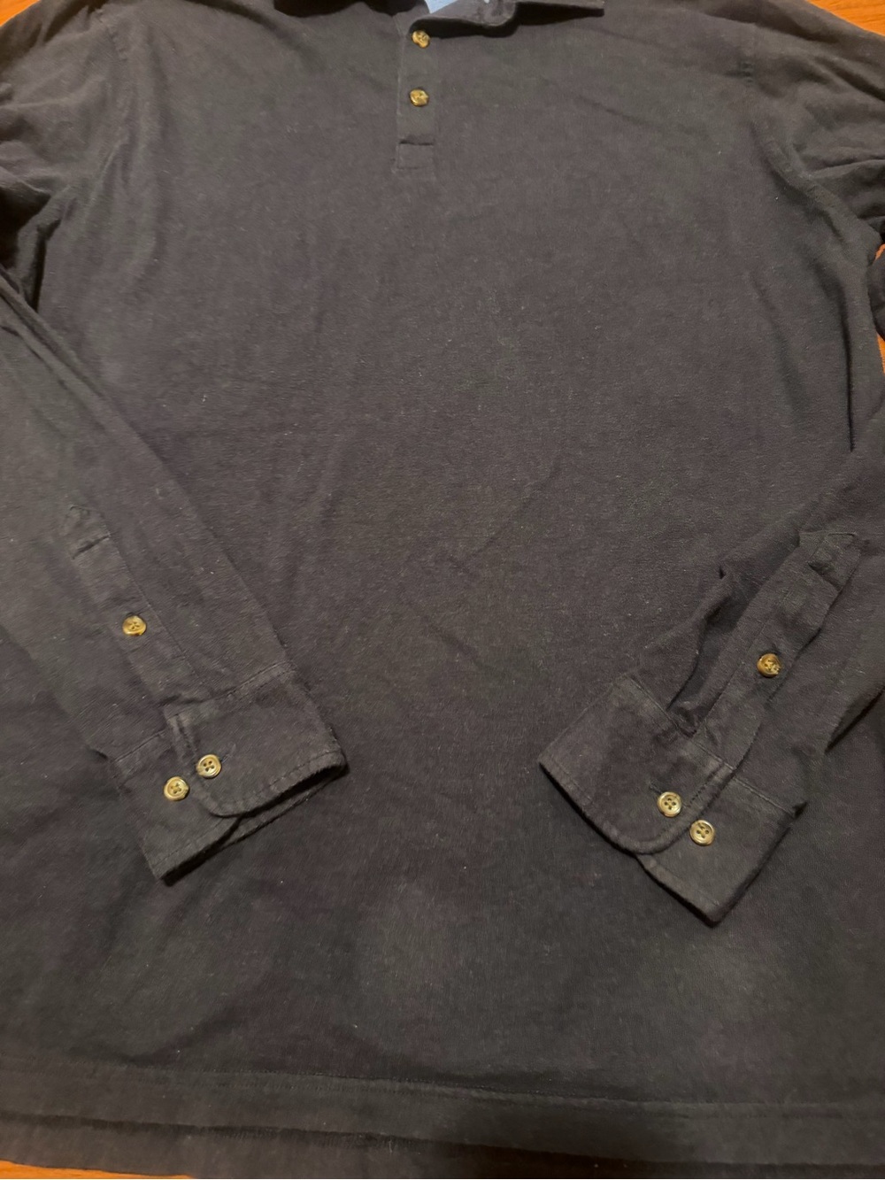 Peter Millar Navy Long-Sleeve Polo long sleeve Shirt Pima cotton and cashmere bl - Picture 5 of 8